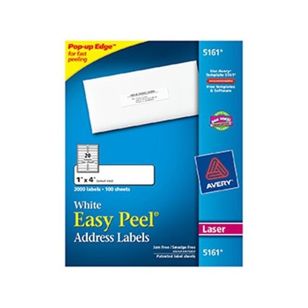 Avery Dennison Avery Dennison AVE05161 Avery Easy Peel 1X4 White Mailing Labels 2000 Count AVE05161